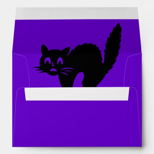 Spooky Black Cat Fun Purple Halloween Envelope