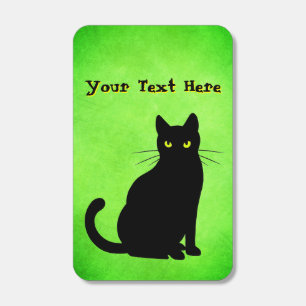 Spooky Black Cat Glowing Eyes on Shades of Green Matchboxes