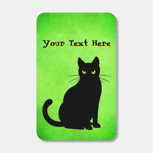 Spooky Black Cat Glowing Eyes on Shades of Green Matchboxes