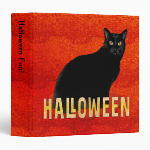 Spooky Black Cat Halloween 1.5 inch 3 Ring Binder