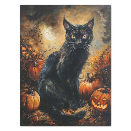 Spooky Black Cat Halloween Decoupage Tissue Paper