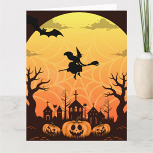 Spooky Black Cat Halloween Design – Modern Minimal Card