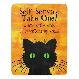 Spooky Black Cat Halloween Door Sign