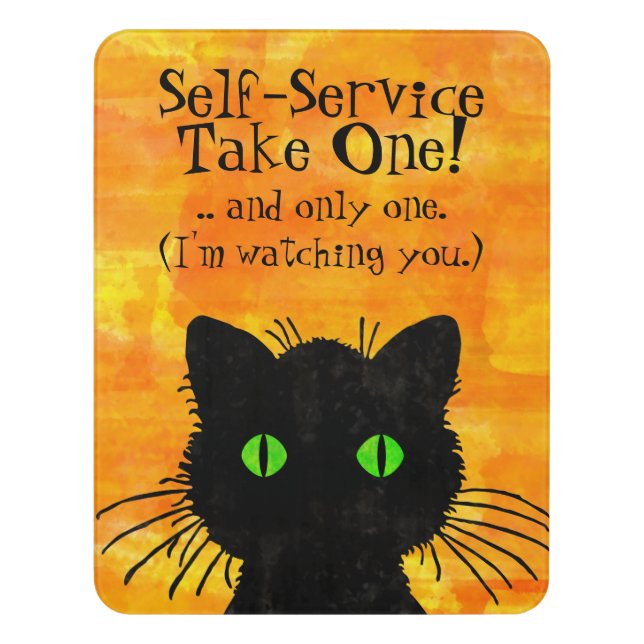 Spooky Black Cat Halloween Door Sign (Contemporary Vert)