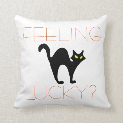 Spooky Black Cat Halloween Funny Orange White Throw Pillow