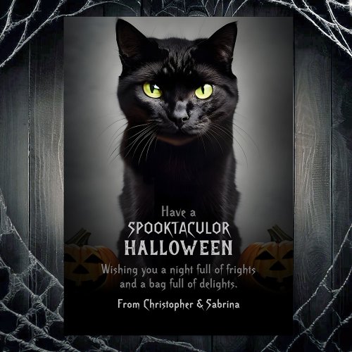 Spooky Black Cat Halloween Greeting Holiday Card