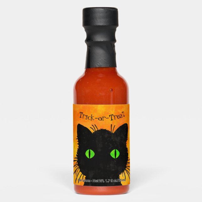 Spooky Black Cat Halloween Hot Sauces (Front)