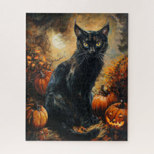 Spooky Black Cat Halloween Jigsaw Puzzle