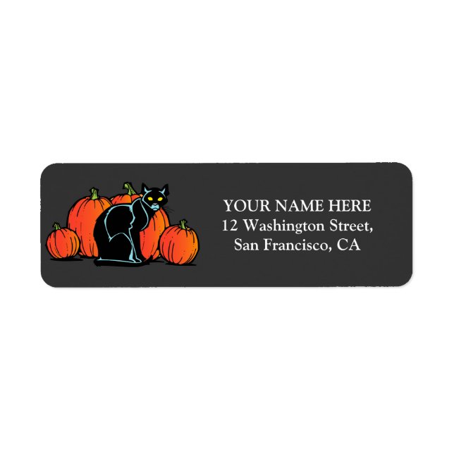 Spooky Black Cat Halloween Label (Front)