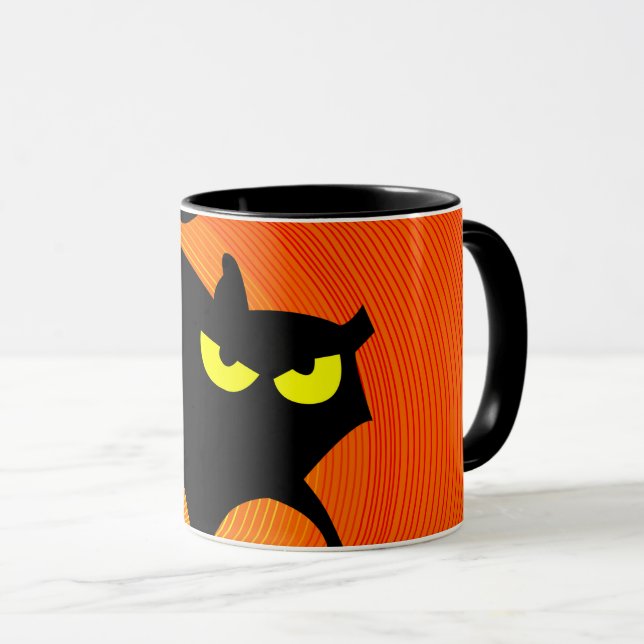 Spooky Black Cat Halloween Mug (Front Right)