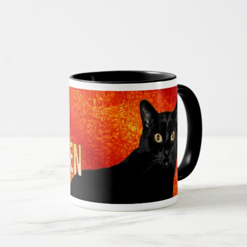 Spooky Black Cat Halloween Mug