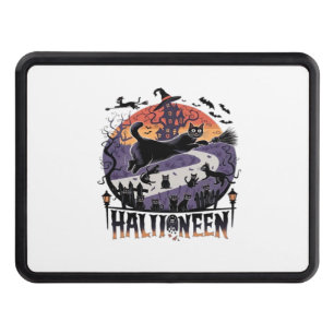 Spooky Black Cat Halloween Night – Vintage Haunted Hitch Cover