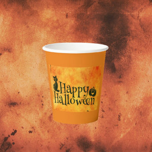Spooky Black Cat Halloween Paper Cups