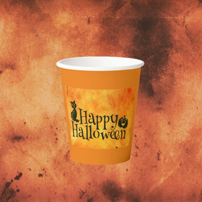 Spooky Black Cat Halloween Paper Cups  (Creator Uploaded)