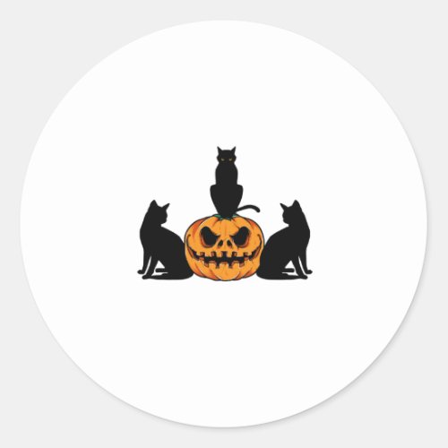 Spooky Black Cat Halloween Pumpkin Cats Classic Round Sticker