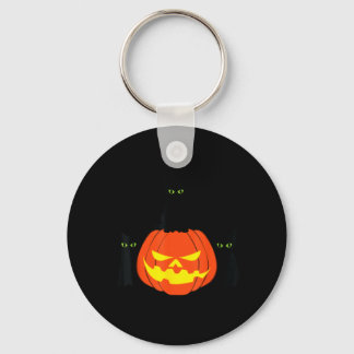 Spooky Black Cat Halloween Pumpkin Cats Jack O Keychain