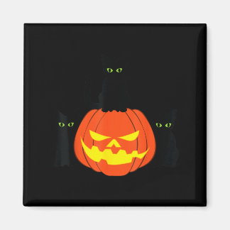 Spooky Black Cat Halloween Pumpkin Cats Jack O Magnet