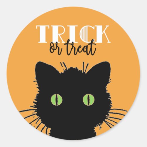 Spooky Black Cat Halloween Stickers