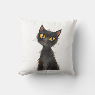 Spooky Black Cat Halloween Throw Pillow. Pillow