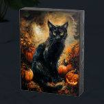 Spooky Black Cat Halloween Wooden Box Sign<br><div class="desc">Celebrate Halloween with the Spooky Black Cat Wooden Box Sign. Featuring a charming black cat design,  this sign adds a playful and festive touch to your Halloween decor. Perfect for bringing a hint of spooky fun to your home or office during the Halloween season.</div>