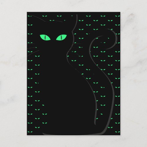 Spooky Black Cat Happy Halloween Postcard