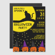 Spooky Black Cat Jack O'lantern Halloween Party Magnetic Invitation at Zazzle