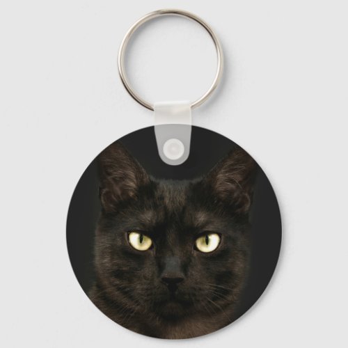 Spooky black cat keychain