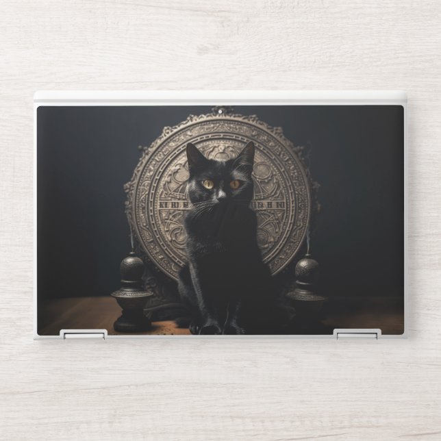 Spooky Black Cat Laptop Skin (Front)