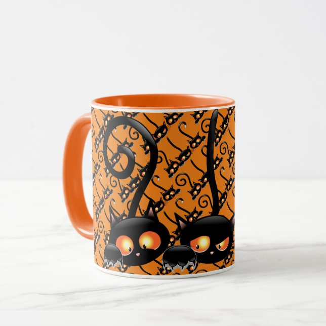Spooky Black Cat Mug (Front Left)