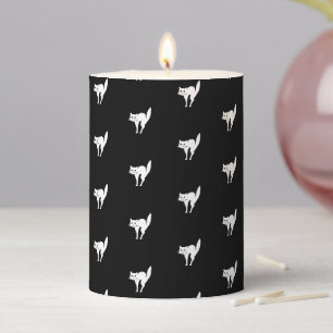 Spooky black cat pattern funny cute Halloween Pillar Candle