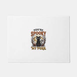 Spooky Black Cat Pun Halloween Vintage Engraving S Doormat