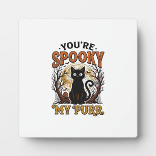 Spooky Black Cat Pun Halloween Vintage Engraving S Plaque