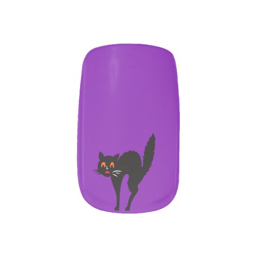 Spooky Black Cat Purple Halloween Costume Party Minx Nail Art