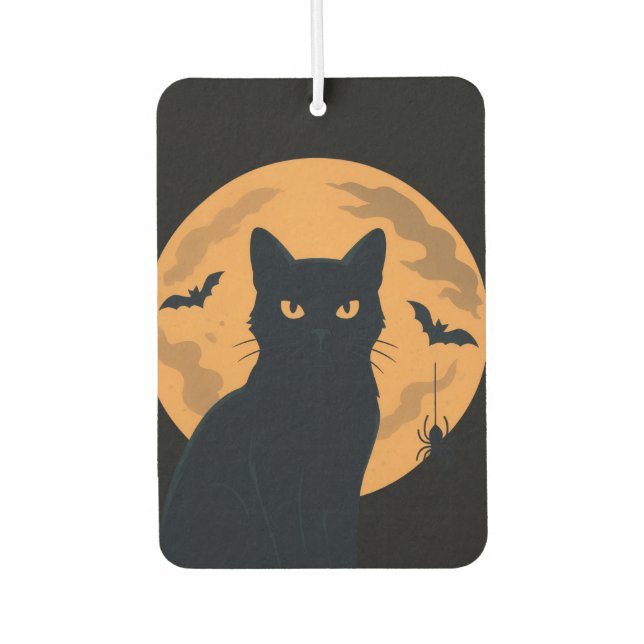 Spooky Black Cat Silhouette Halloween  Air Freshener (Front)