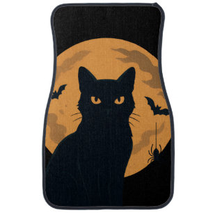 Spooky Black Cat Silhouette Halloween  Car Floor Mat