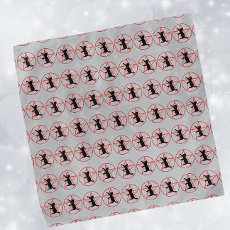 Spooky black Cat Silhouette Red Pentagram Circle Bandana