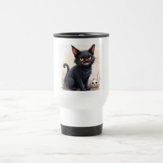 Spooky Black Cat Travel Mug
