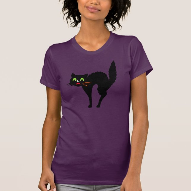 Spooky Black Cat Trick or Treat Halloween Costume T-Shirt (Front)
