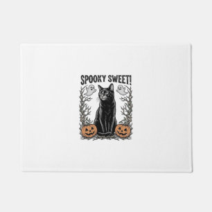 Spooky Black Cat Vintage Halloween Engraving Shirt Doormat