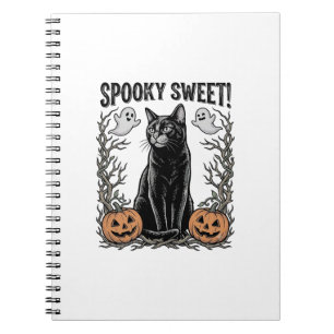 Spooky Black Cat Vintage Halloween Engraving Shirt Notebook