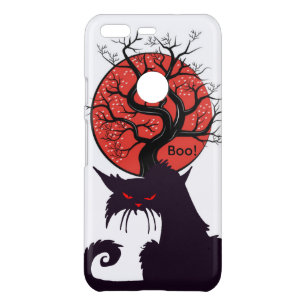 Spooky Black Cat White iPhone Case