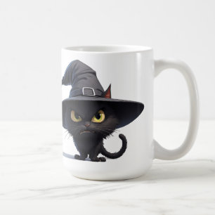 Spooky Black Cat Witch Portrait For Halloween Fun Coffee Mug
