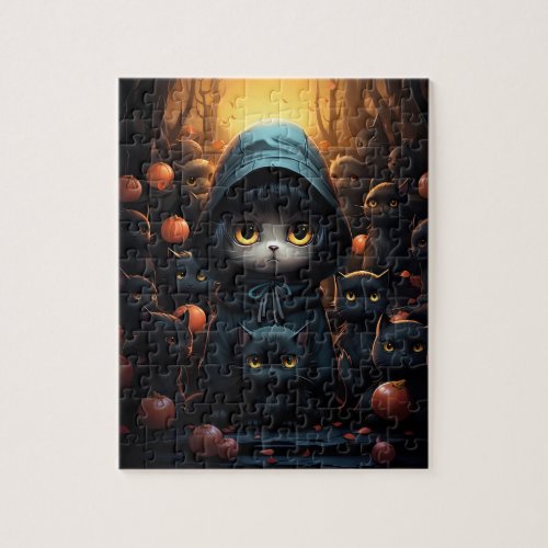 Spooky Black Cats Party Halloween Jigsaw Puzzle