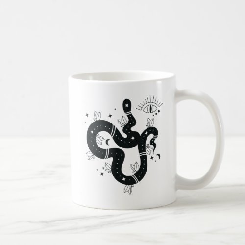 Spooky Black Celestial Snake Design Coffee Mug