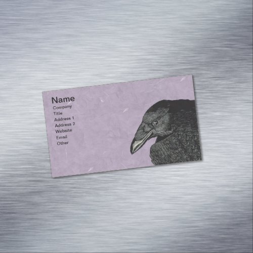 Spooky Black Crow Raven Face Business Card Magnet