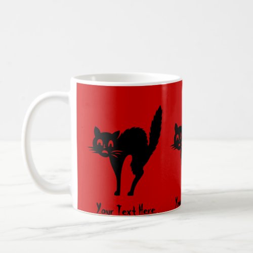 spooky black Halloween cat with arched back Coffee Mug