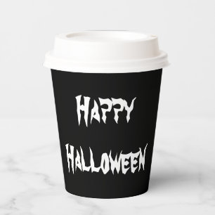 Spooky Black Happy Halloween Paper cup
