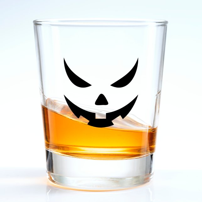 Spooky Black Jack O Lantern Face Pumpkin Halloween Shot Glass (black jack o lantern pumpkin face shot glass)