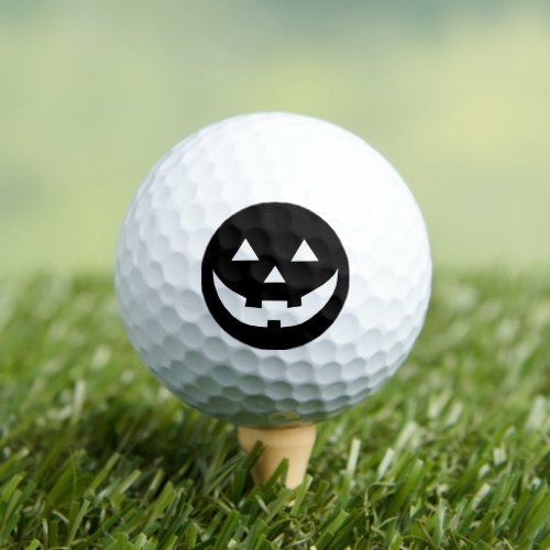Spooky black Jack o lantern funny Halloween Golf Balls