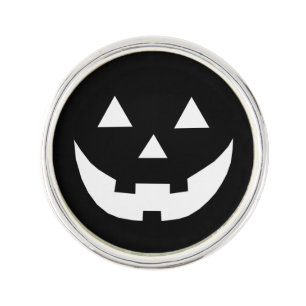 Spooky black Jack o Lantern pumpkin face Halloween Lapel Pin